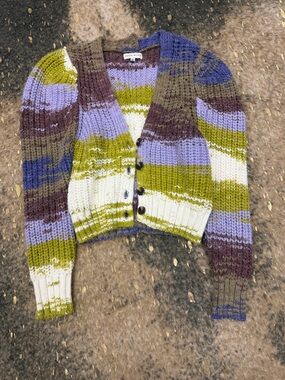 Moon River Lavender Button Front Cropped Cardigan XS | Anthropologie